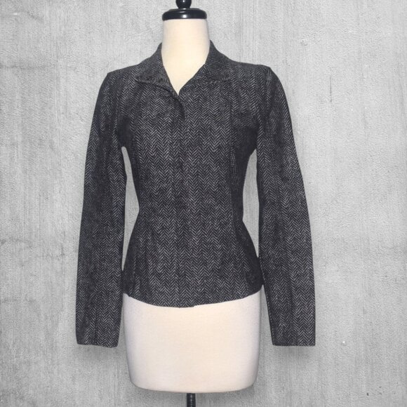 Vintage 90s Kenzo Jeans Herringbone Cotton Denim Jacket Blazer Italy 36 XS S - Picture 1 of 13